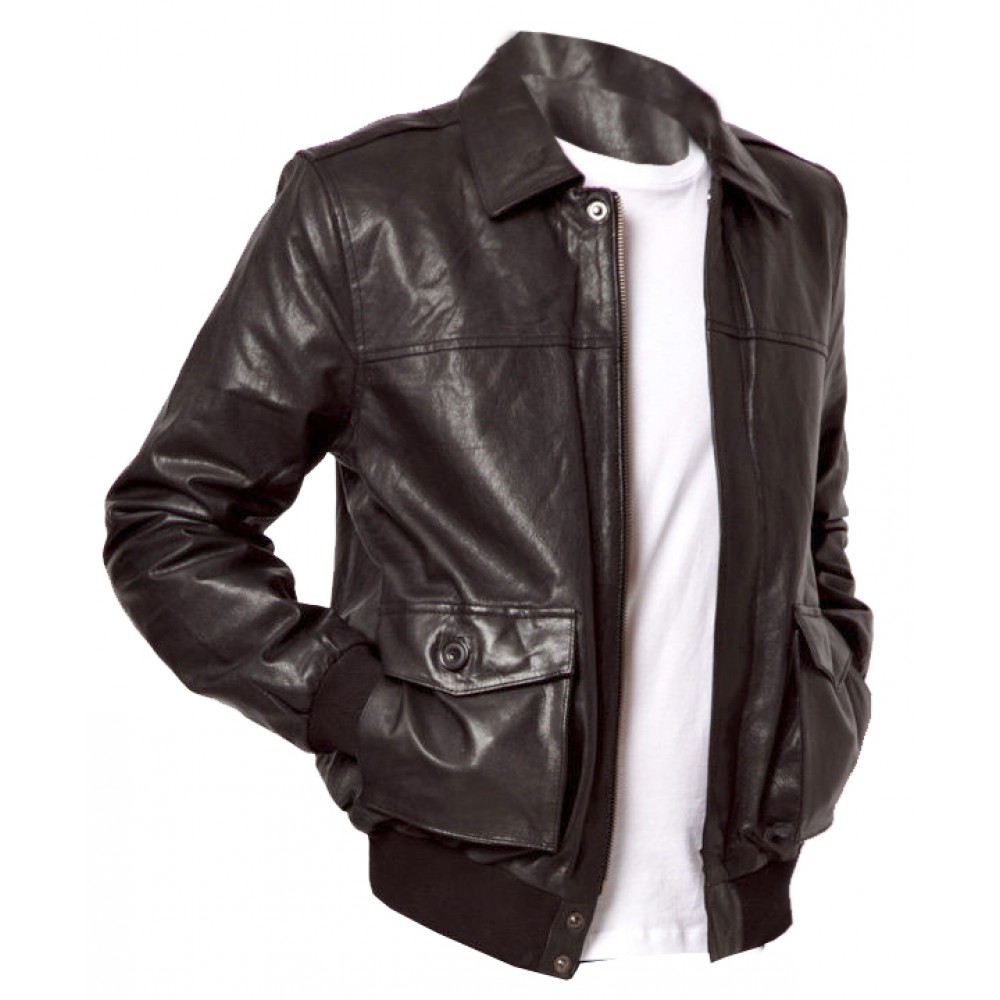 Bomber- Real Lambskin Leather Jacket in Coat Style