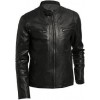 Vogo- Biker Mens Real Lambskin Leather Jacket With Buckle Strap Collar