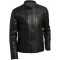 Vogo- Biker Mens Real Lambskin Leather Jacket With Buckle Strap Collar